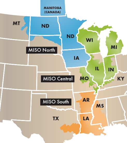 Map of MISO territories