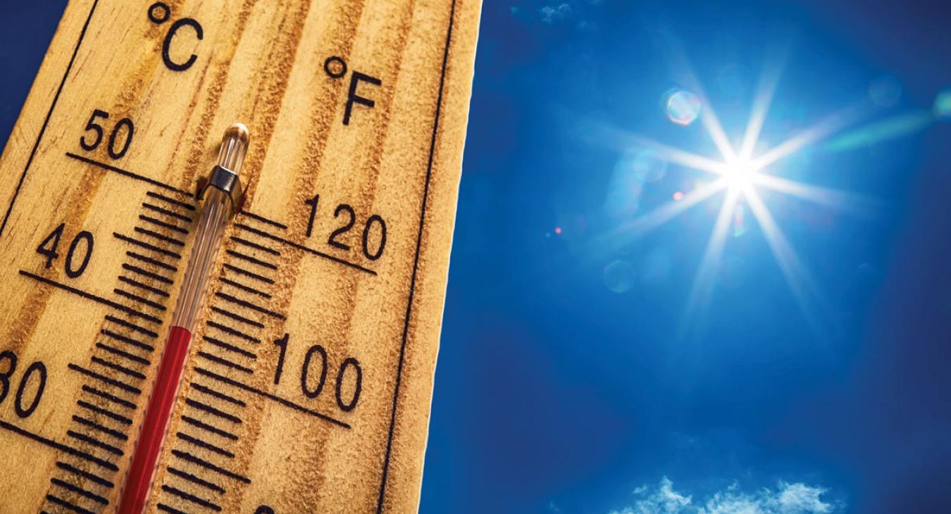 Thermometer reading more than 100F in the sun